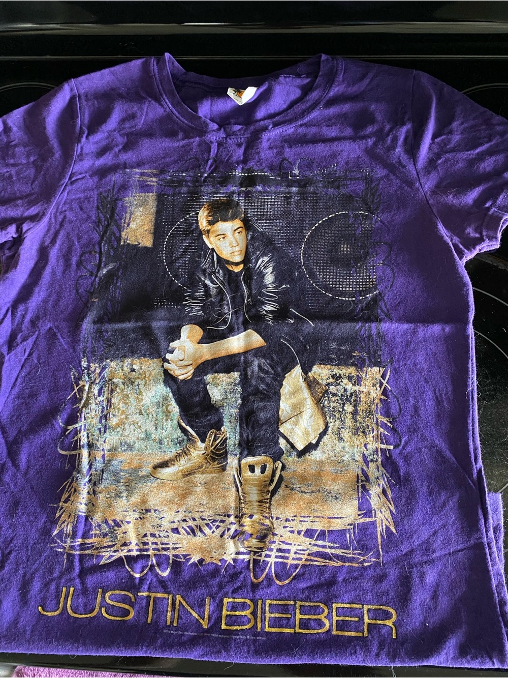 Justin Bieber Purple and Gold Graphic Tee - Men's Shirt
